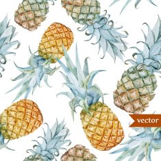 watercolor tropical pineapple exotic pattern N9