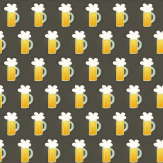 Seamless pattern glass beer mug on a brown