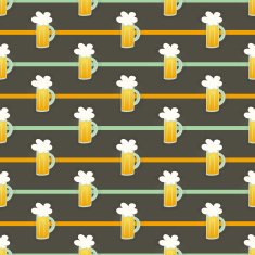 Seamless pattern orange glass beer mug on a brown