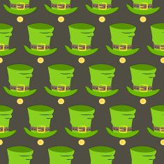 St Patrick Day hat and gold seamless pattern