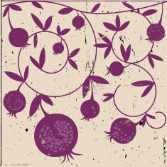 Purple Decorative Pomegranates On Grunge Background