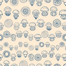 seamless pattern with cartoon jellyfish N12