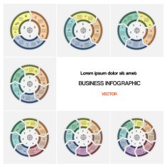 Set vector illustration ring chart template with text areas and N2