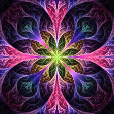 Beautiful fractal flower in black blue and purple