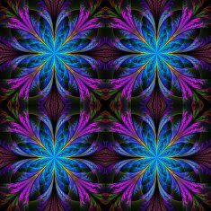 Beautiful pattern from fractal flowers Blue and purple palette N3