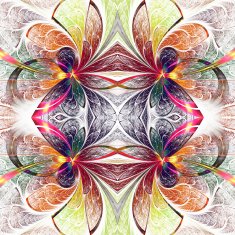 Symmetrical fractal pattern in stained-glass window style