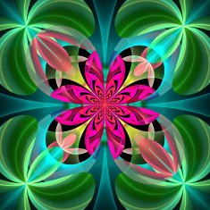 Symmetrical pattern of the flower petals Green and purple palette N2