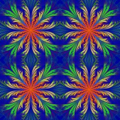 Beautiful pattern from fractal flowers Blue orange and green