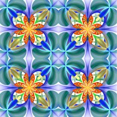 Symmetrical pattern of the flower petals Blue and orange palettern