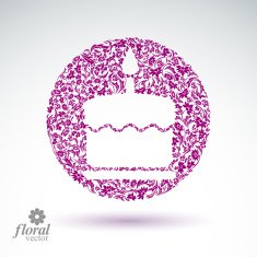 Vector burning wax candle flower-patterned illustration N2