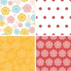 Vector abstract decorative circles stars set of four marching repeat