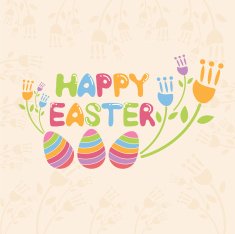 Concept Happy Easter illustration with flowers and eggs Vector