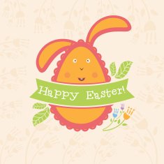 Concept Easter card with egg and bunny Vector