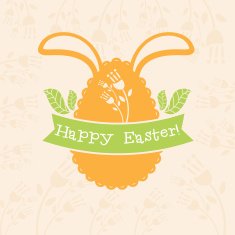 Concept Easter card with egg and bunny Vector N5