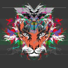 Bright abstract background with tiger N2