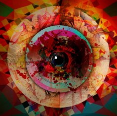 Human eye on colored creative background N4