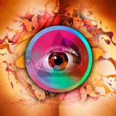 Human eye on colored creative background N5