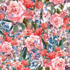 Floral seamless watercolor background with roses