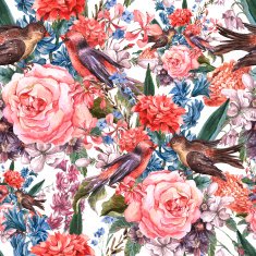 Floral seamless watercolor background