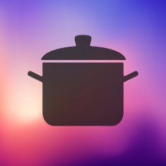saucepan icon on blurred background