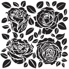 Roses and leaves silhouette