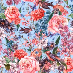 Floral seamless watercolor background N4