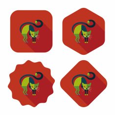 Evil cat flat icon with long shadow eps10 N9
