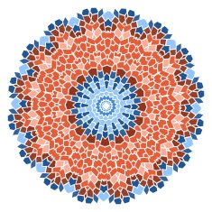 Vintage blue with red mosaic petal flower