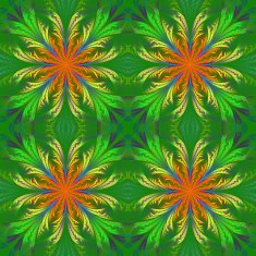 Beautiful pattern from fractal flowers Orange and green palette N3