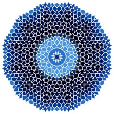 Vintage blue with black mosaic petal flower N3