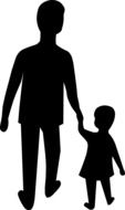 black silhouettes of a dad with a baby in a graphic representation