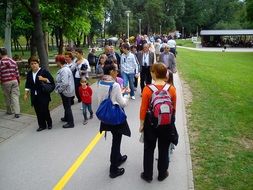 A group of people is walking