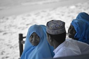 traditional clothed dark skined girls and man in tanzania