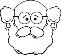 drawn grandfather's face with glasses