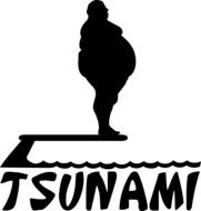 fat man ready to jump in water, illustration