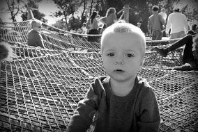 serious child boy on playground