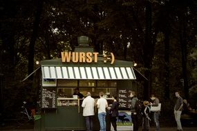 snack kiosk with sausages