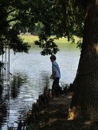 boy throwing stones in the water