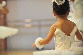 little girl ballerina in a white dress