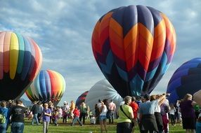crowd of people at hot air balloons on festival, usa, colorado, colorado springs