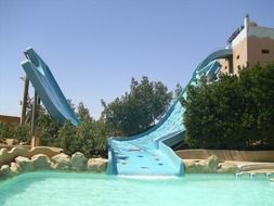 blue slide in Aqua park in Egypt