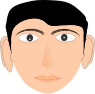drawn head of a man with big ears and black hair