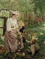 oil painting of mother and child