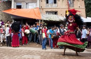 lakhe dance on festival, nepal