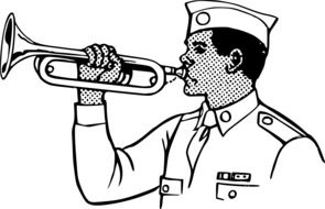 soldier playing bugle instrument