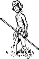 man with spear drawing