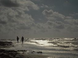 silhouettes of people on the beach