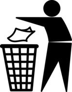 man throws garbage into bin drawing