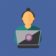 painted girl with laptop