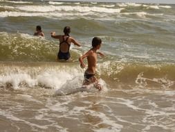 teenagers swim in the sea,Ukraine